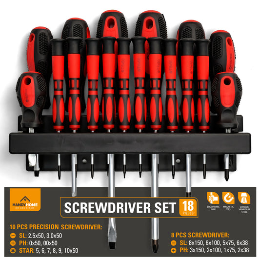 SOL 18pcs Screwdriver Set Includes Flathead and Phillips Screwdrivers for DIY Electronics Home Repairs Mobile Phone Laptop Glasses Repair Compact Hand Tool Kit