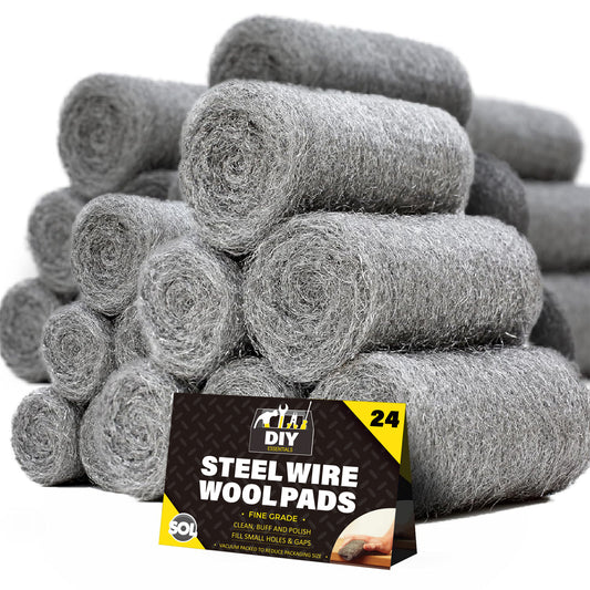 Steel Wool Pads Fine Grade | Versatile Metal Scourers | 24 Pack