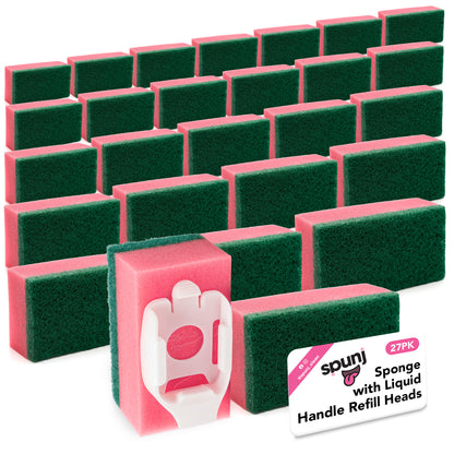 SOL 27pk Sponge Refill Heads, Pink & Green - Dishmop Scrubber Replacement