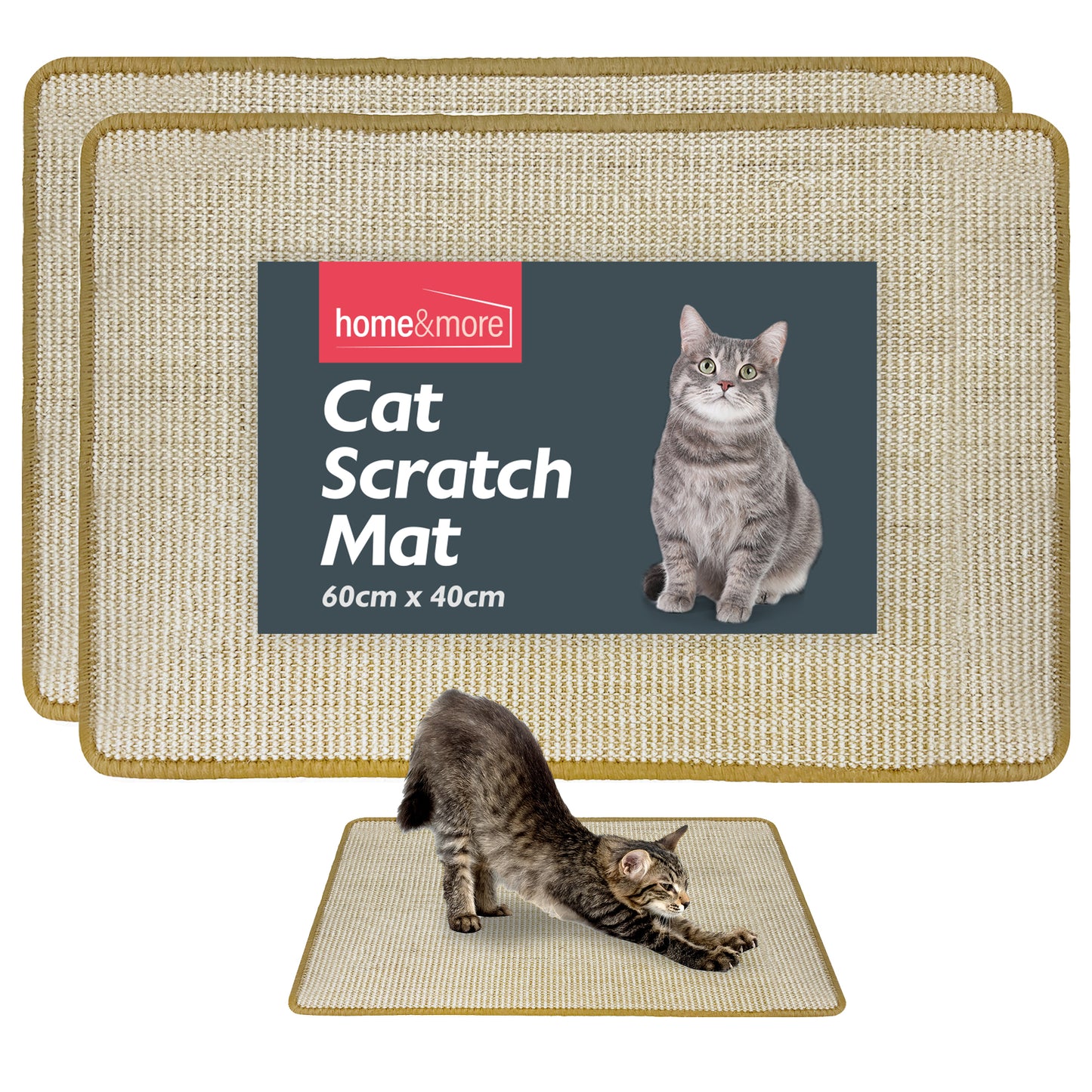 2pk Cat Scratching Mat Sisal 60x40cm Kitten Scratcher Board Pad Pet Toy Supplies