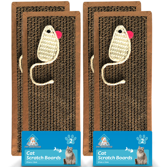 4-Pack Cat Scratching Board 37.5 x 12cm Reversible Cat Scratcher Cardboard Cat Scratchers for Indoor Cats, Small & Large Cat Scratching Pad Cat Scratch Board Cat Cardboard Scratcher for Cats