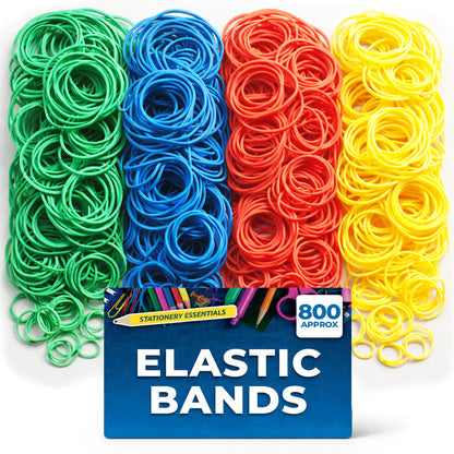 Strong Elastic Rubber Bands | Assorted Colours Home School Office | 800 Pack