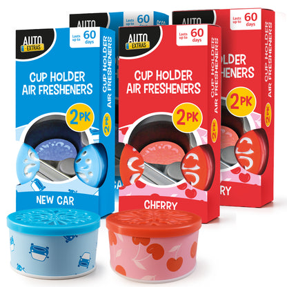 8pk Cup Holder Car Air Freshener in New Car Scent and Cherry Scent Assorted
