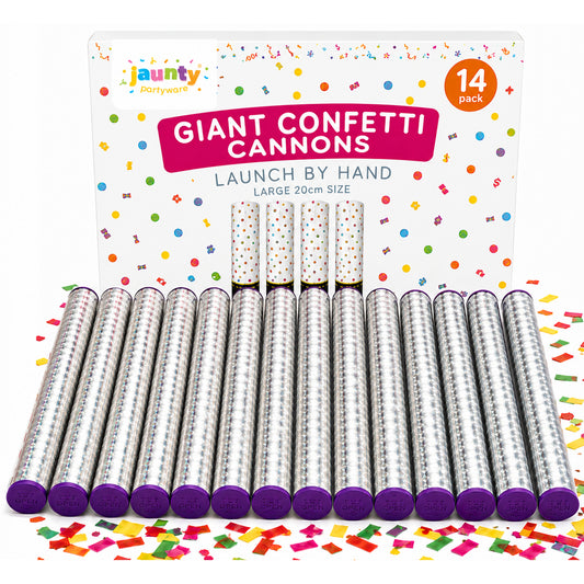 14pk Giant Confetti Tubes - Biodegradable Confetti Tubes 20cm
