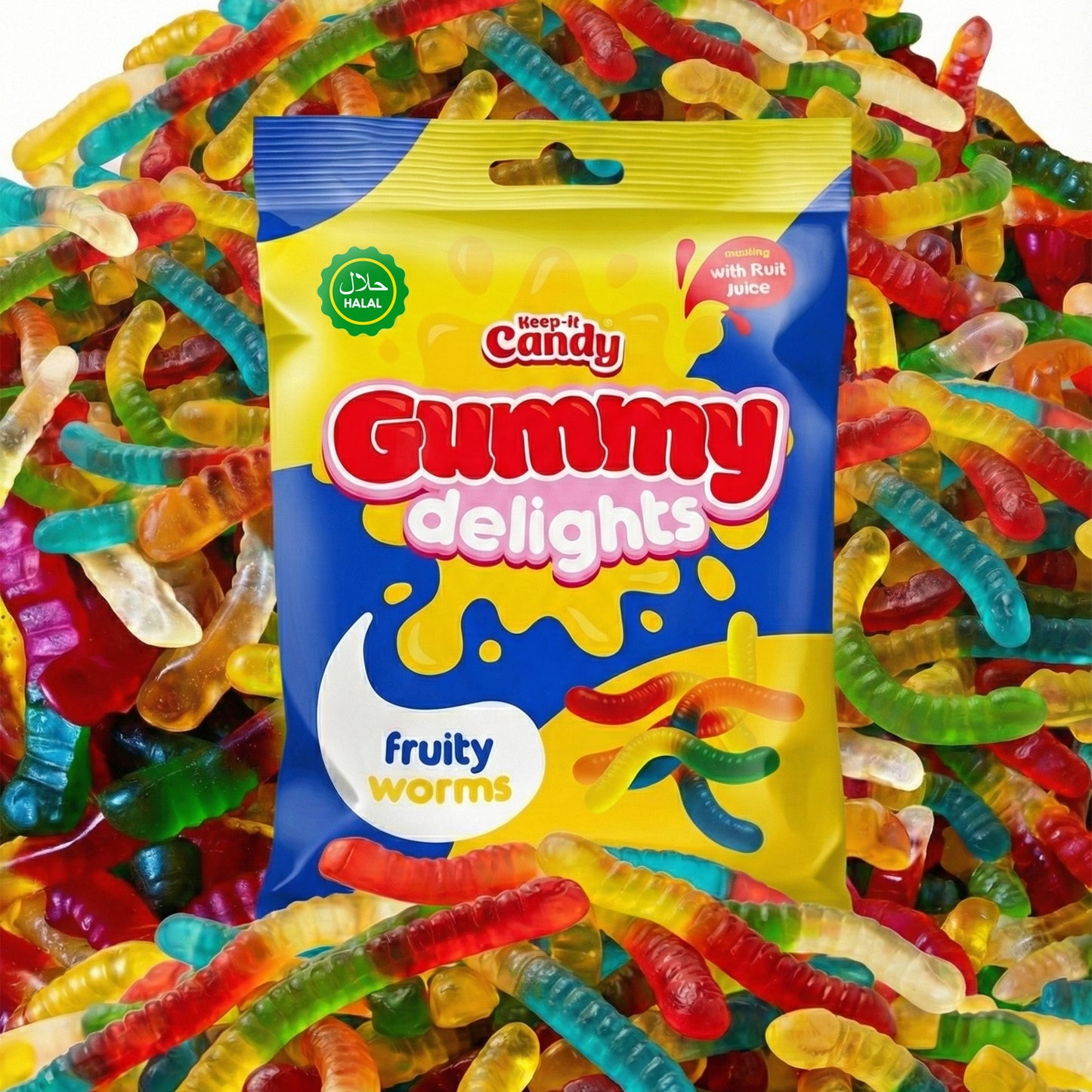 1-6pk Gummy Worms Sweets Fruity Soft Chewy Halal Assorted Party Candy Treats