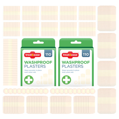 110–440 Pack Waterproof Washproof Plasters | First Aid for Kids & Adults