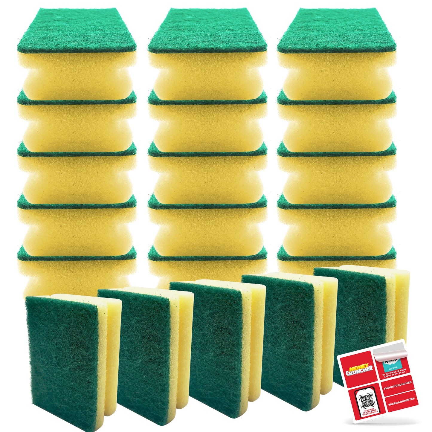 20pk Heavy Duty Sponge Scourer with Finger Grip, Sponges Washing Up, Scourers Sponge, Kitchen Sponge, Washing Up Sponge for Kitchen and Bathroom