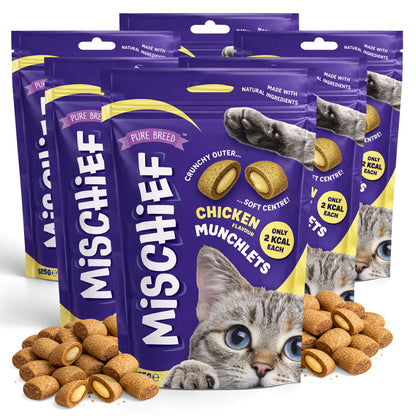 6-12pk Cat Pillow Chews Chicken Crunchy Cat Treats 125g Training Bulk Snack