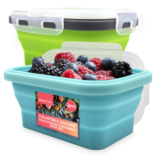 2PK Silicone Collapsible Food Storage Containers 5Inch 350ml Lunch Box with Lids