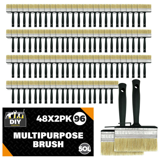 96pk Bulk Fence Paint Brushes - Block Brush Set - Decking Paint Brush - Shed and Fence Brush - Masonry Paint Brush - Wallpaper Brush - Large Paint Brush for Maintenance, Repair and Home Improvement