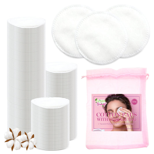 200pk Round Cotton Wool Pads for Face Baby Beauty Cosmetic Make up Remover & BAG
