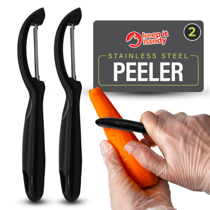 SOL 2pk Stainless Steel Peelers – Non-Slip Grip, Hanging Loop – Sharp Blades for Effortless Peeling – Ideal for Potatoes, Carrots & Other Vegetables – Dishwasher Safe Kitchen Tool