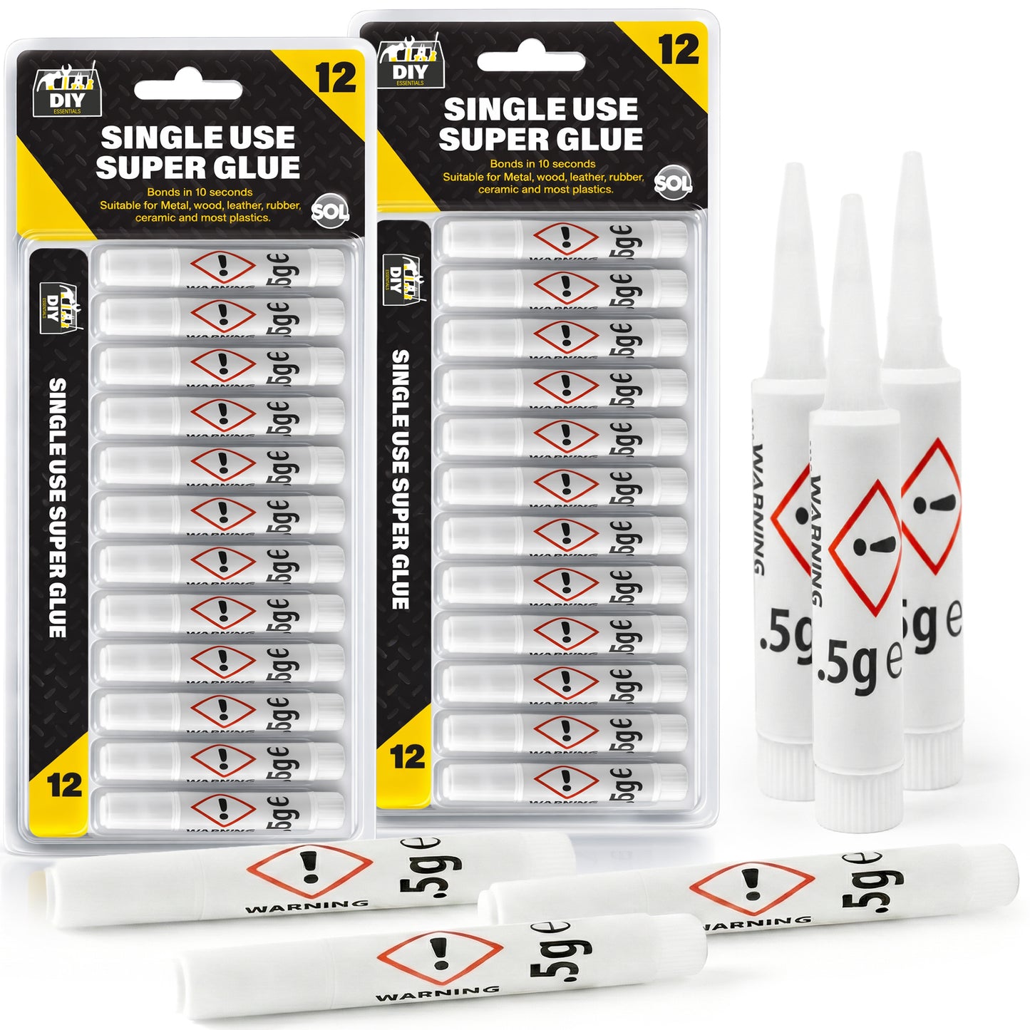 Super Glue | Extra Strong Adhesive for Plastic Rubber Wood | 24 Pack