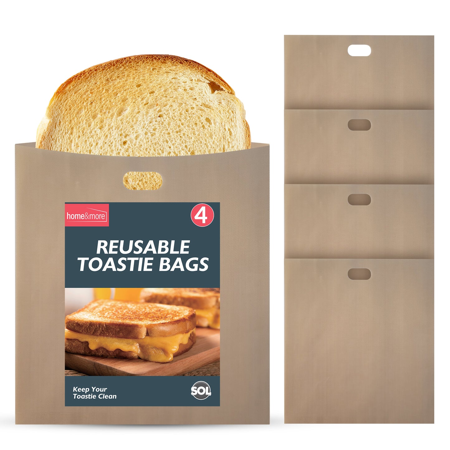 Reusable Toastie Bags | Non-Stick Toaster Sandwich Pockets | 4 Pack