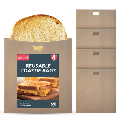 Reusable Toastie Bags | Non-Stick Toaster Sandwich Pockets | 4 Pack