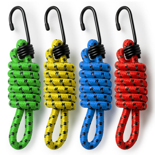 4pk Bungee Cords 75cm Long Elastic Luggage Straps Rope with Hooks Clips Car Bike