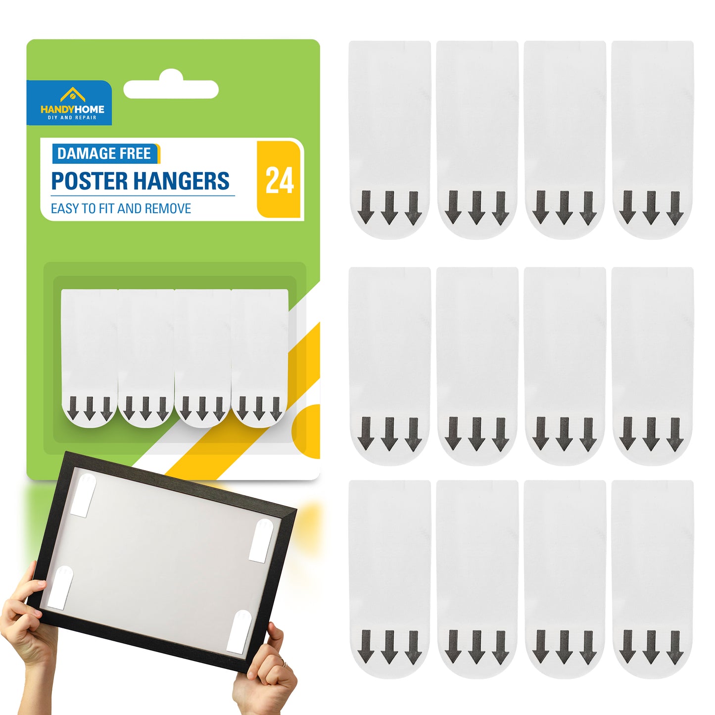 12-48pk Damage Free Hanging Strips | Self Adhesive Stick On Wall Picture Frames