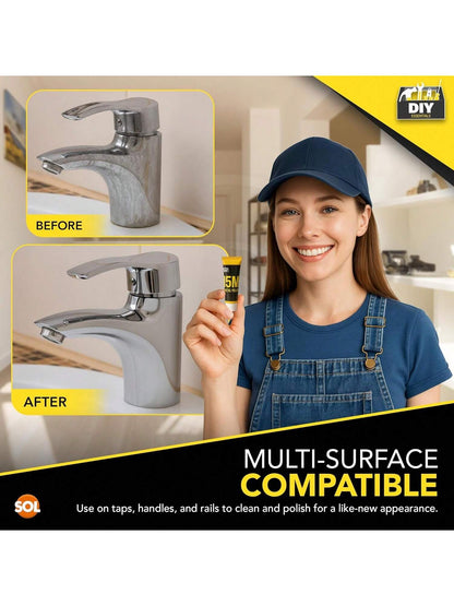 SOL 3pk Metal Polish Cream 45ml – Multi-Surface Cleaner For Brass, Copper, Chrome, Aluminium, Silver & Steel – Removes Tarnish, Cleans Oxidation, Polishes & Restores Metal Surfaces