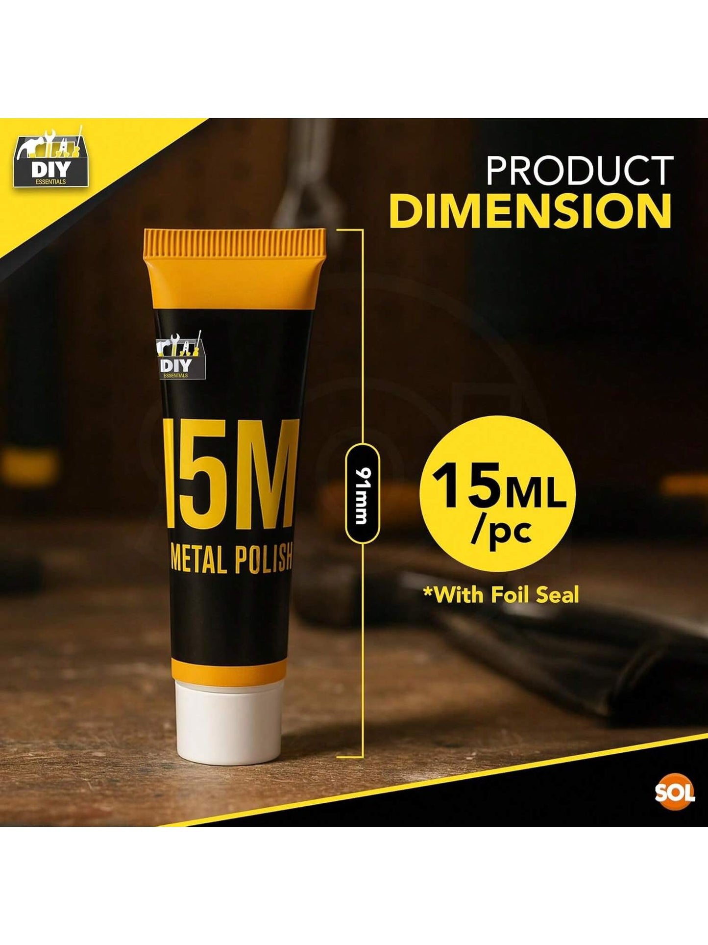 SOL 3pk Metal Polish Cream 45ml – Multi-Surface Cleaner For Brass, Copper, Chrome, Aluminium, Silver & Steel – Removes Tarnish, Cleans Oxidation, Polishes & Restores Metal Surfaces