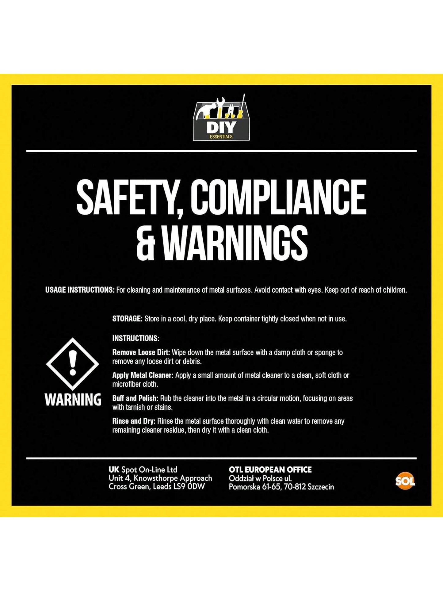 SOL 3pk Metal Polish Cream 45ml – Multi-Surface Cleaner For Brass, Copper, Chrome, Aluminium, Silver & Steel – Removes Tarnish, Cleans Oxidation, Polishes & Restores Metal Surfaces