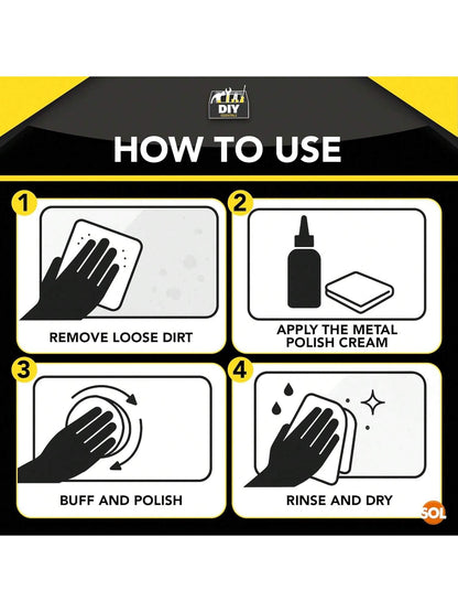 SOL 3pk Metal Polish Cream 45ml – Multi-Surface Cleaner For Brass, Copper, Chrome, Aluminium, Silver & Steel – Removes Tarnish, Cleans Oxidation, Polishes & Restores Metal Surfaces