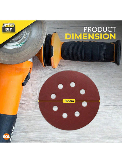 SOL 35pk Round Sandpaper 125mm - Assorted 40/60/80/120/180/240/320 Orbital Sanding Discs - Hook & Loop Sanding Discs For Electric Sander - Durable Abrasive Sheets For Wood, Metal And DIY Projects