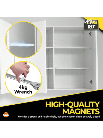 SOL 12pk Cabinet Magnets & Fittings – Magnetic Catches For Cupboards, Wardrobes, Kitchen Units, And Cabinets – Slim Door Catch Kit For Secure Closures, Drawers, And Furniture Doors
