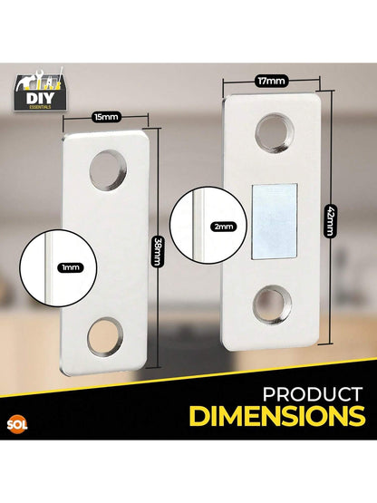SOL 12pk Cabinet Magnets & Fittings – Magnetic Catches For Cupboards, Wardrobes, Kitchen Units, And Cabinets – Slim Door Catch Kit For Secure Closures, Drawers, And Furniture Doors