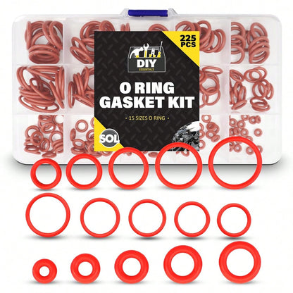 SOL 225pk O Ring Gasket Kit – Assorted Tap Washers For Mixer Taps & Plumbing – Durable Rubber Seals For DIY, Pipe Fittings, Leak Prevention, Automotive, Shower & Household Repairs