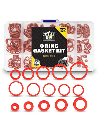 SOL 225pk O Ring Gasket Kit – Assorted Tap Washers For Mixer Taps & Plumbing – Durable Rubber Seals For DIY, Pipe Fittings, Leak Prevention, Automotive, Shower & Household Repairs