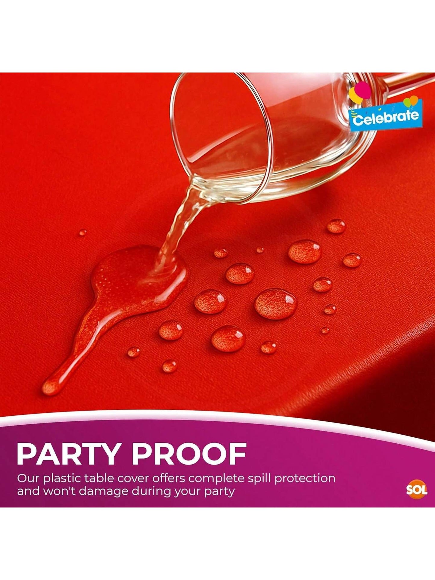 SOL 4pk Long Red Table Cloth Party 274x137cm Plastic Cover Disposable Tablecloths For Parties - Spill Protection - Great For Weddings, Buffets, Catering, Restaurants, Outdoor Events & Celebrations