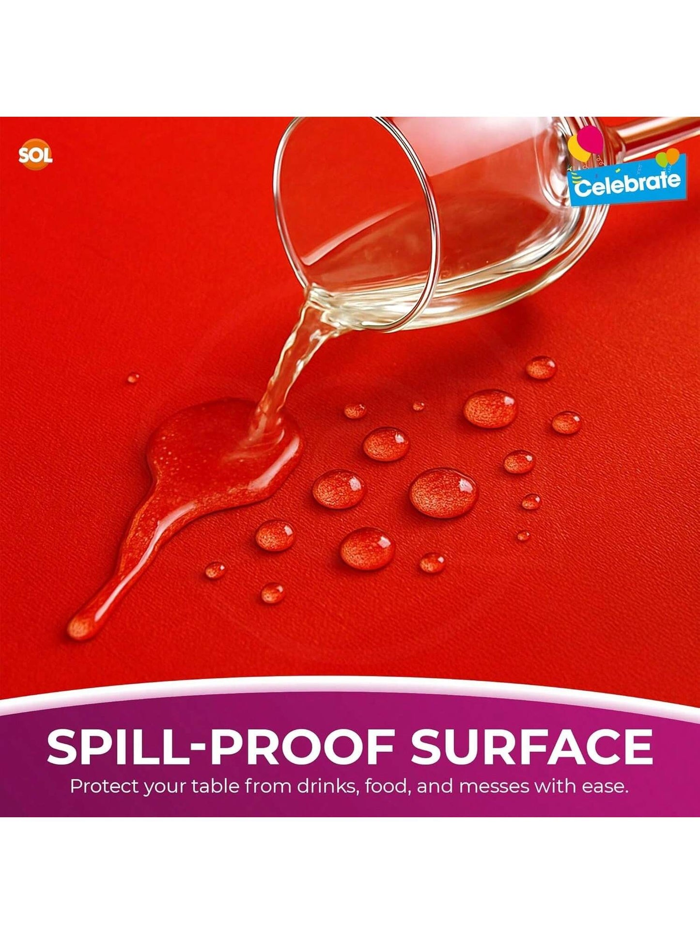 SOL 6pk Red Round Table Cloth Disposable 140cm Party Tablecloths For Circular Table Cloth Cover - Durable Spill Protection - Perfect For Weddings, Buffets, Catering, Restaurants & Special Events