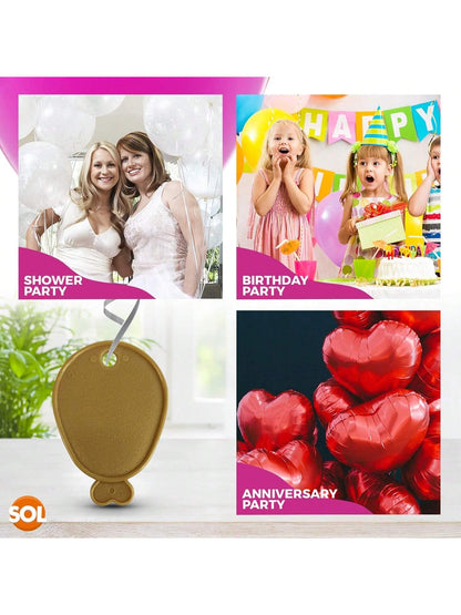 SOL 48pk Helium Balloon Weights - Gold Plastic Party Accessories - Perfect For Securing Balloons At Birthdays, Weddings, New Year - Heavy Duty 205g Weights For Decorations And Large Celebrations