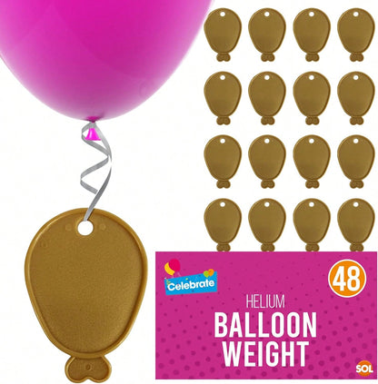 SOL 48pk Helium Balloon Weights - Gold Plastic Party Accessories - Perfect For Securing Balloons At Birthdays, Weddings, New Year - Heavy Duty 205g Weights For Decorations And Large Celebrations