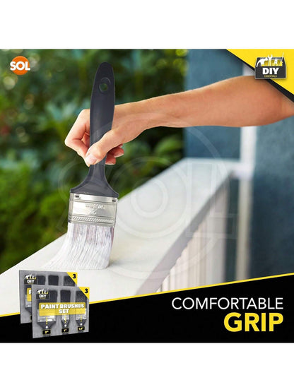 SOL 6pk Paint Brushes Set - 1", 1.5", 2" Paint Brushes Decorating Set - Ideal For DIY - Multipurpose, Interior And Exterior Painting, No Bristle Loss, Wood Wall Ceiling Cutting In