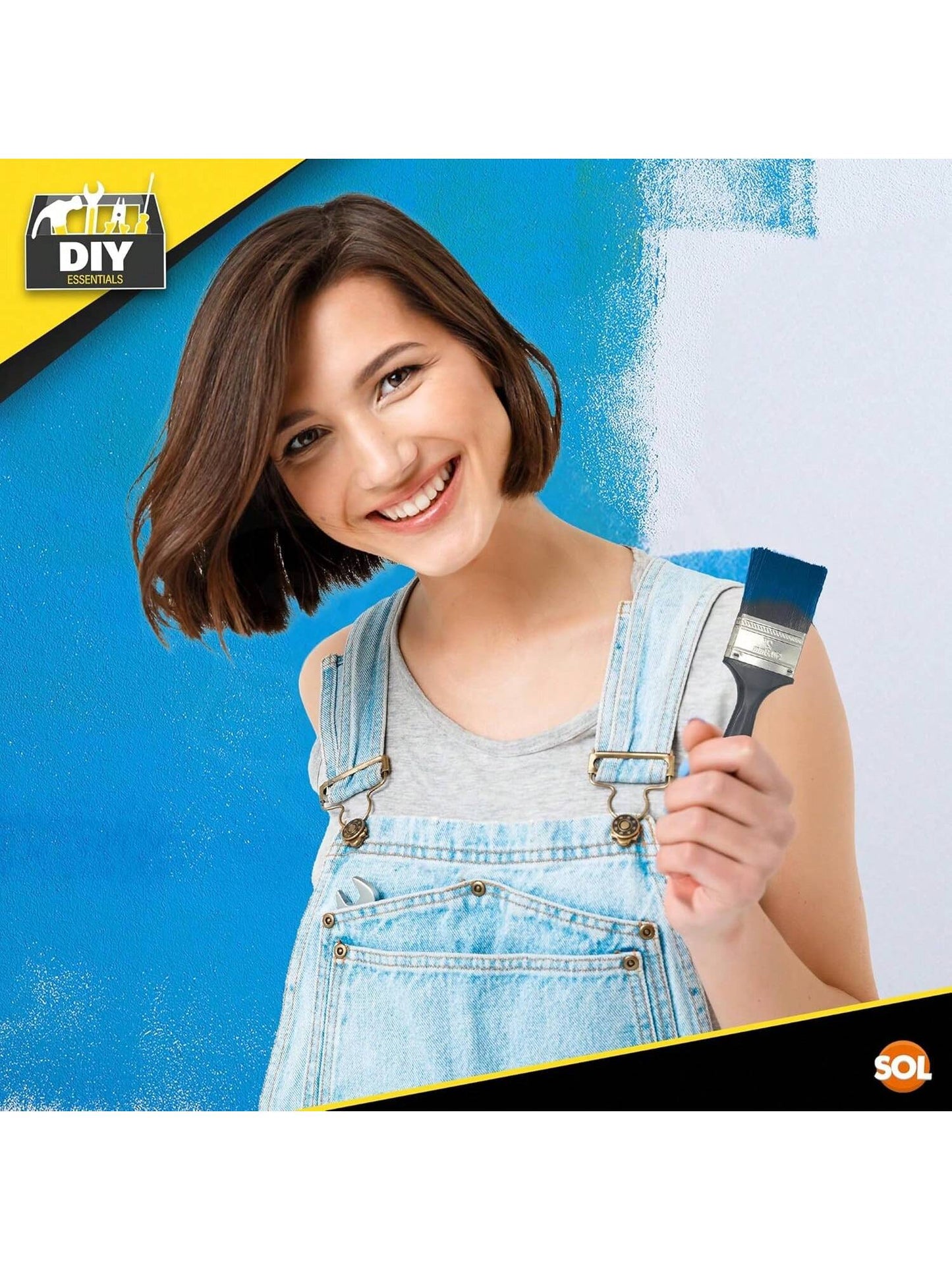 SOL 6pk Paint Brushes Set - 1", 1.5", 2" Paint Brushes Decorating Set - Ideal For DIY - Multipurpose, Interior And Exterior Painting, No Bristle Loss, Wood Wall Ceiling Cutting In