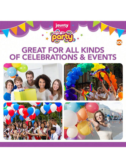 Jaunty Partyware 70pk Premium Latex Multicoloured Balloons, 10.5 Inch Size - Vibrant Party Balloon for Birthdays, Baby Showers & Kids' Parties - Ideal for Balloon Arch, Party Games & Decorations