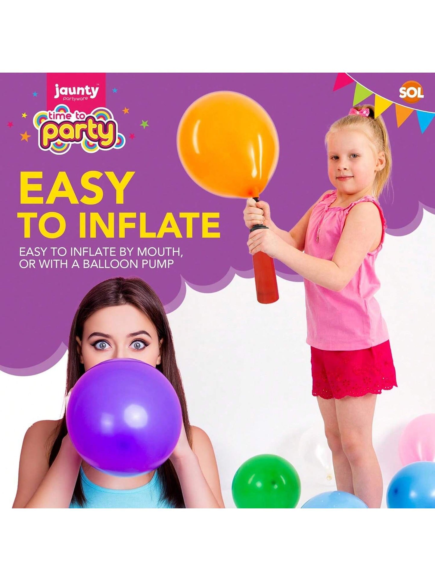 Jaunty Partyware 70pk Premium Latex Multicoloured Balloons, 10.5 Inch Size - Vibrant Party Balloon for Birthdays, Baby Showers & Kids' Parties - Ideal for Balloon Arch, Party Games & Decorations