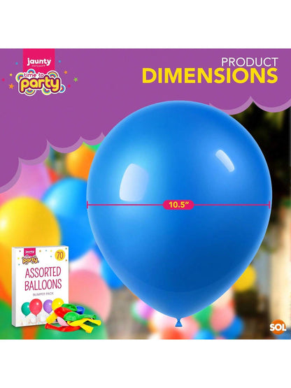 Jaunty Partyware 70pk Premium Latex Multicoloured Balloons, 10.5 Inch Size - Vibrant Party Balloon for Birthdays, Baby Showers & Kids' Parties - Ideal for Balloon Arch, Party Games & Decorations