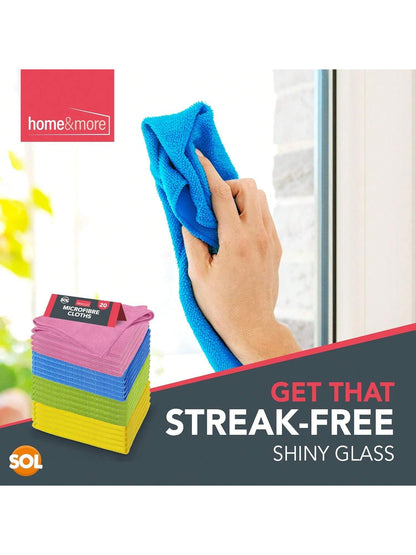 SOL 20pk Microfibre Cloths, 28cmx28cm MIcro Fibre Towels For Car Polishing, Interior And Exterior Window Cleaning, All Purpose Use For Home And Kitchen, Microfiber Absorbent, Ideal For Detailing