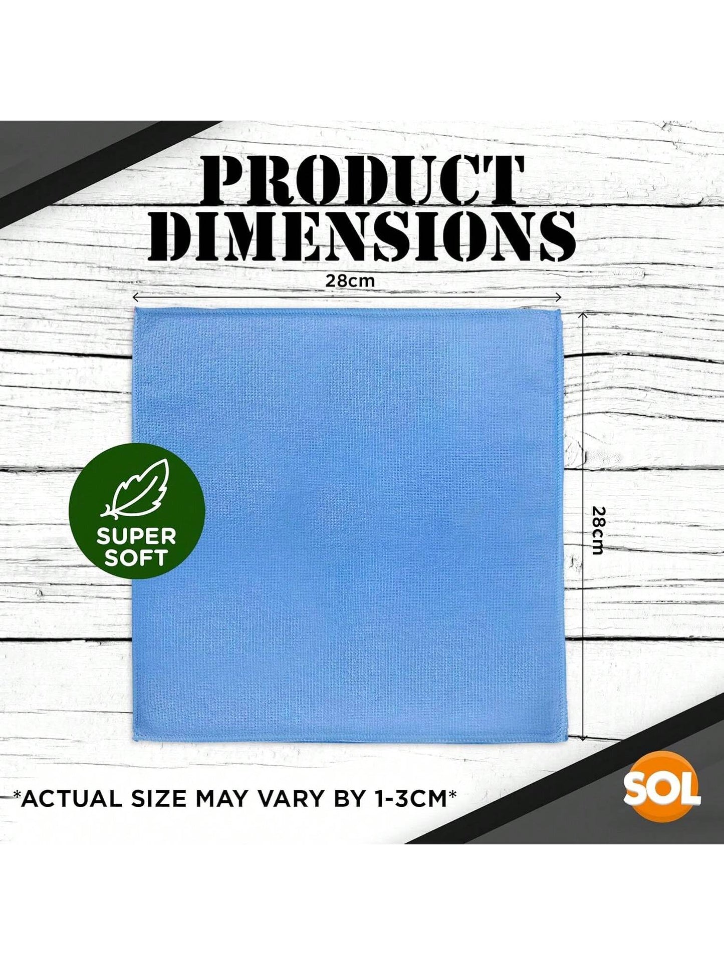 SOL 20pk Microfibre Cloths, 28cmx28cm MIcro Fibre Towels For Car Polishing, Interior And Exterior Window Cleaning, All Purpose Use For Home And Kitchen, Microfiber Absorbent, Ideal For Detailing