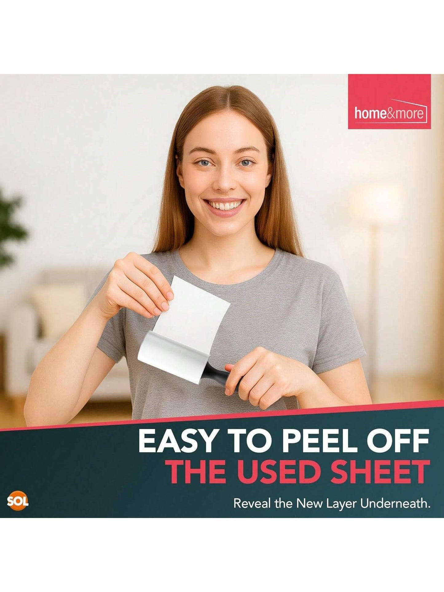 SOL 6pk 10m Lint Rollers With 396 Sticky Sheets & Handle Each - Lint Remover For Pet Hair, Carpet & Clothing, 10m Sticky Roller With Easy Tear-To Tear Sheets For Quick & Easy Cleaning