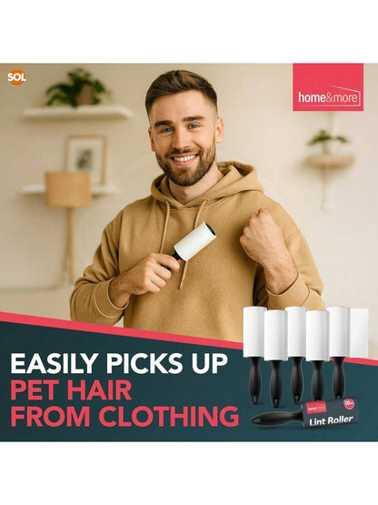 SOL 6pk 10m Lint Rollers With 396 Sticky Sheets & Handle Each - Lint Remover For Pet Hair, Carpet & Clothing, 10m Sticky Roller With Easy Tear-To Tear Sheets For Quick & Easy Cleaning