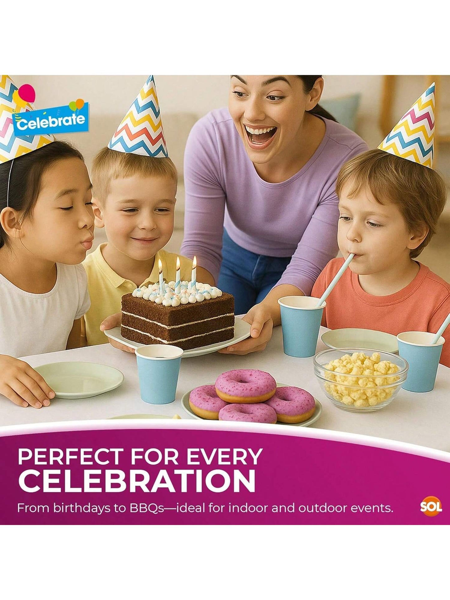 SOL 24pk White Table Cloth Party 121x121cm Plastic Cover Tablecloth Disposable For Parties - Heavy Duty Spill Protection - Opaque Design For Weddings, Buffets, Catering, Gender Reveals & Events