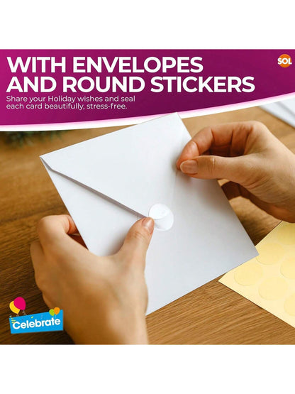 SOL 20pk Christmas Cards 2025 Multipack With Envelopes & Stickers - Santa, Gingerbread, Polar Bears Xmas Designs In Vibrant Colours Thick Premium Card Variety Pack - Easy Gifting For All