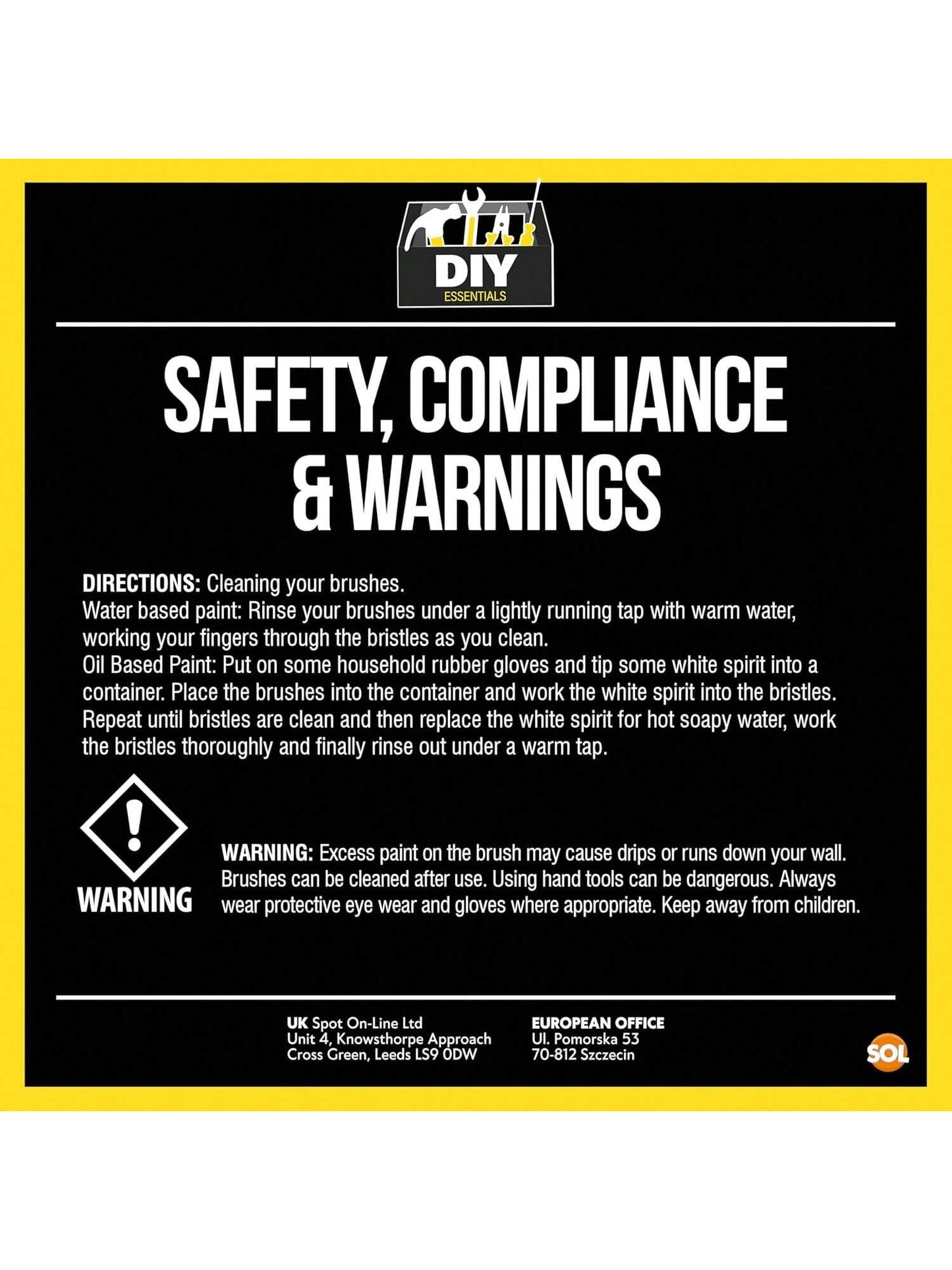 SOL 3pk Paint Brushes Set - 1", 1.5", 2" Paint Brushes Decorating Set - Ideal For DIY - Multipurpose, Interior And Exterior Painting, No Bristle Loss, Wood Wall Ceiling Cutting