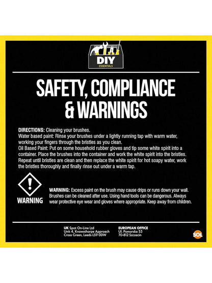 SOL 3pk Paint Brushes Set - 1", 1.5", 2" Paint Brushes Decorating Set - Ideal For DIY - Multipurpose, Interior And Exterior Painting, No Bristle Loss, Wood Wall Ceiling Cutting