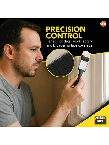 SOL 3pk Paint Brushes Set - 1", 1.5", 2" Paint Brushes Decorating Set - Ideal For DIY - Multipurpose, Interior And Exterior Painting, No Bristle Loss, Wood Wall Ceiling Cutting