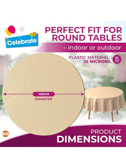 SOL 3pk Gold Round Table Cloth Disposable 140cm Party Tablecloths For Circular Table Cloth Cover - Durable Spill Protection - Perfect For Weddings, Buffets, Catering, Restaurants & Special Events