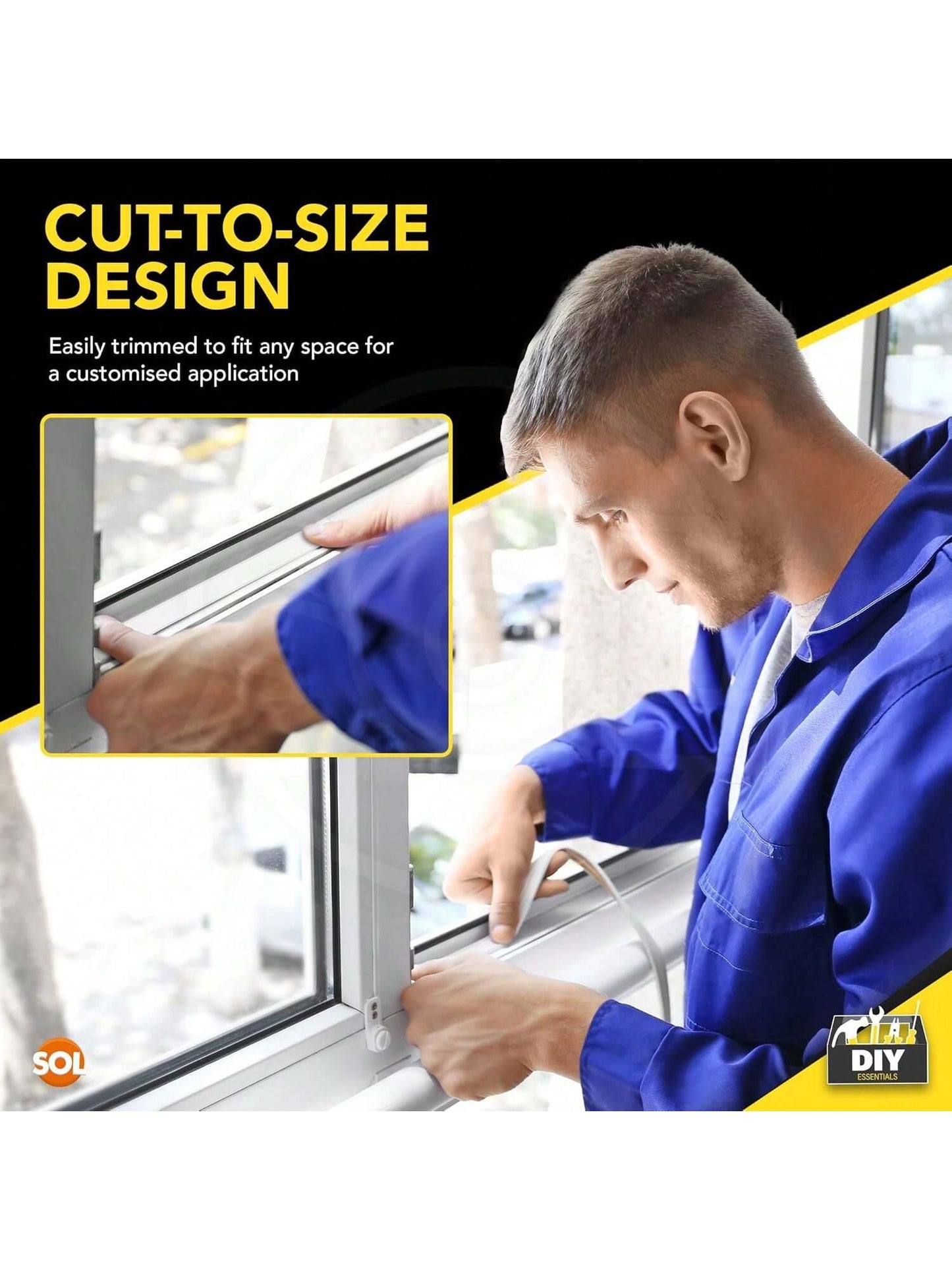 SOL 7m Roll Universal Sealing Tape For Home & Bathroom – Waterproof Shower Seal Strip – White Bathroom Sealant – Self-Adhesive Caulk Tape For Bathtubs, Sinks & Kitchen Counters